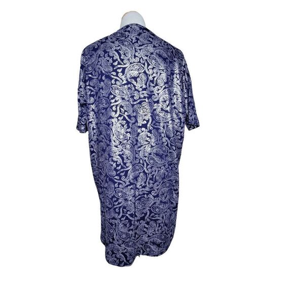 LuLaRoe Irma Elegant Short Sleeve Metallic Paisley Tunic Top Blue Silver Size XS - Picture 9 of 9